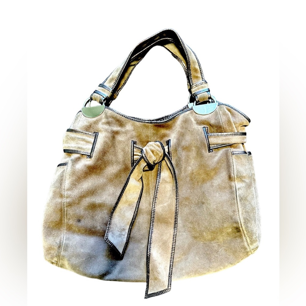 Kooba: Grey suede shoulder bag